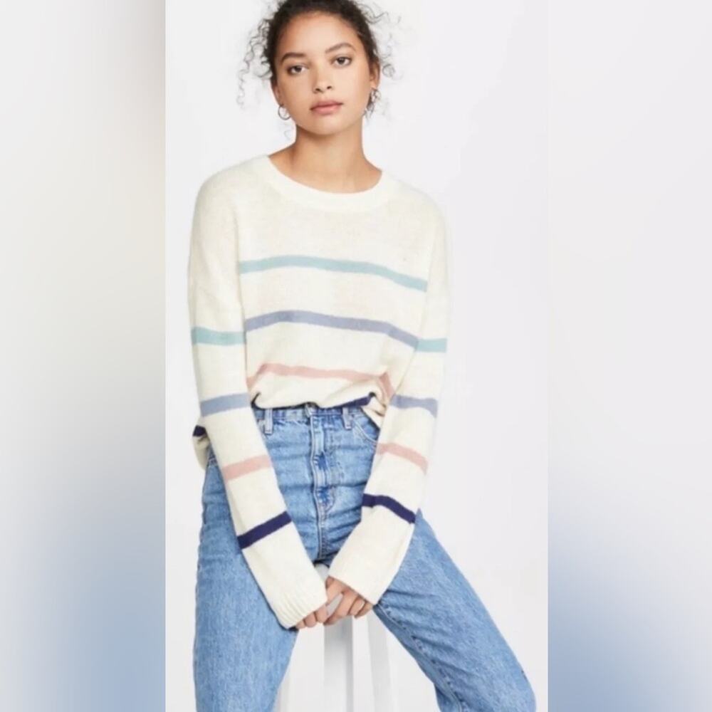 Rails Perci Sweater Seaside Stripe Alpaca Wool Blend Cream Size XS